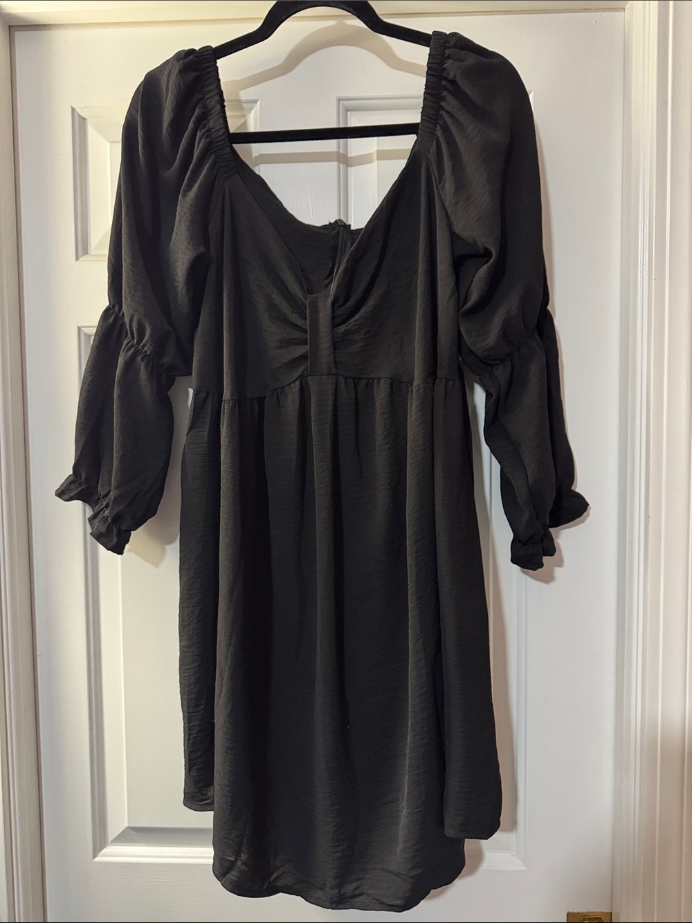 Source Unknown Black Puff-Sleeve Mini Dress